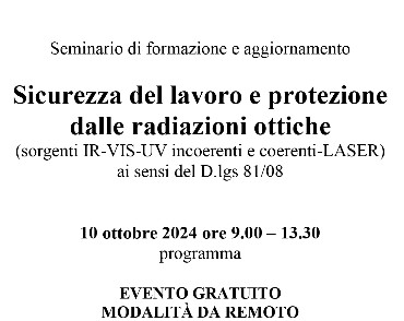 Sicurezza del lavoro e protezione dalle radiazioni ottiche