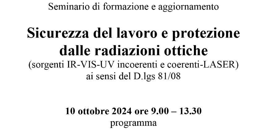 Sicurezza del lavoro e protezione dalle radiazioni ottiche